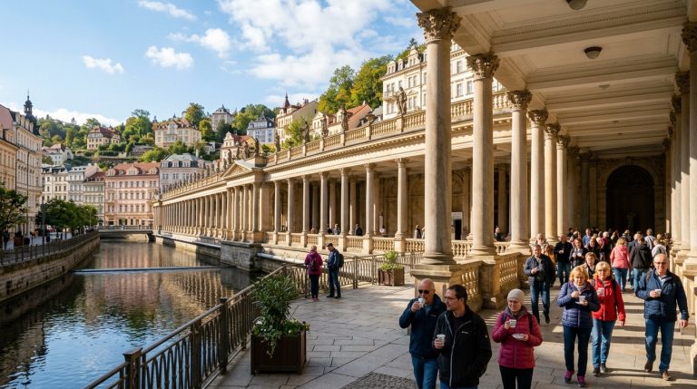Karlovy Vary Spa Day Trip from Prague: Colonnades, Hot Springs & Spa Etiquette (AI Generated Image)