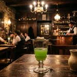Authentic historic absinthe bar in Prague with traditional water drip fountain (AI Generated Image)